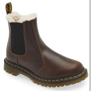 Dr. Martens Brown Leather Boots with Fur Trim